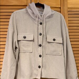 Cisono Cream Button-Up Hoodie Jacket